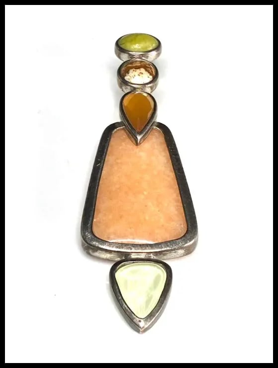 Estate Whitney Kelly Sterling Silver Mixed Gemstone Pendant - 2