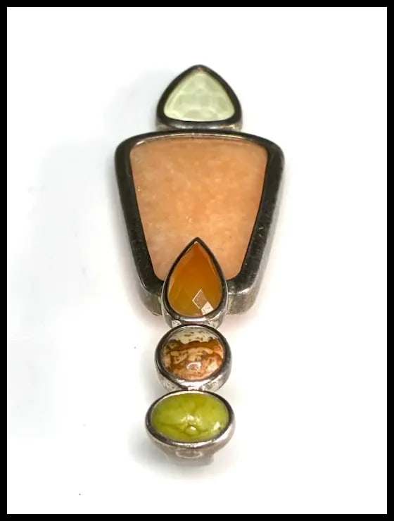 Estate Whitney Kelly Sterling Silver Mixed Gemstone Pendant - 3