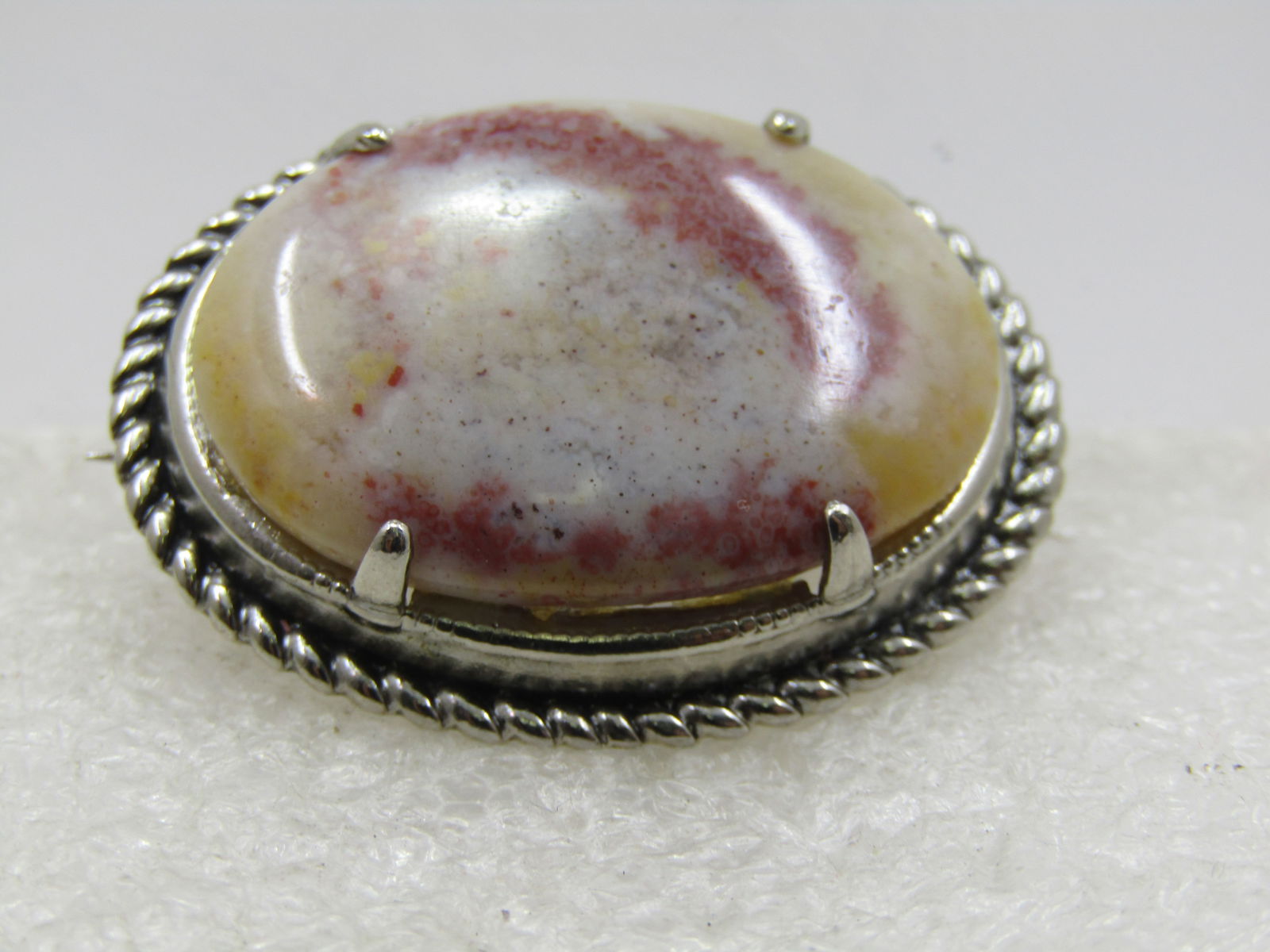 Southwestern Agate Brooch, Silver Tone, 1.5" Oval (1 of 5)