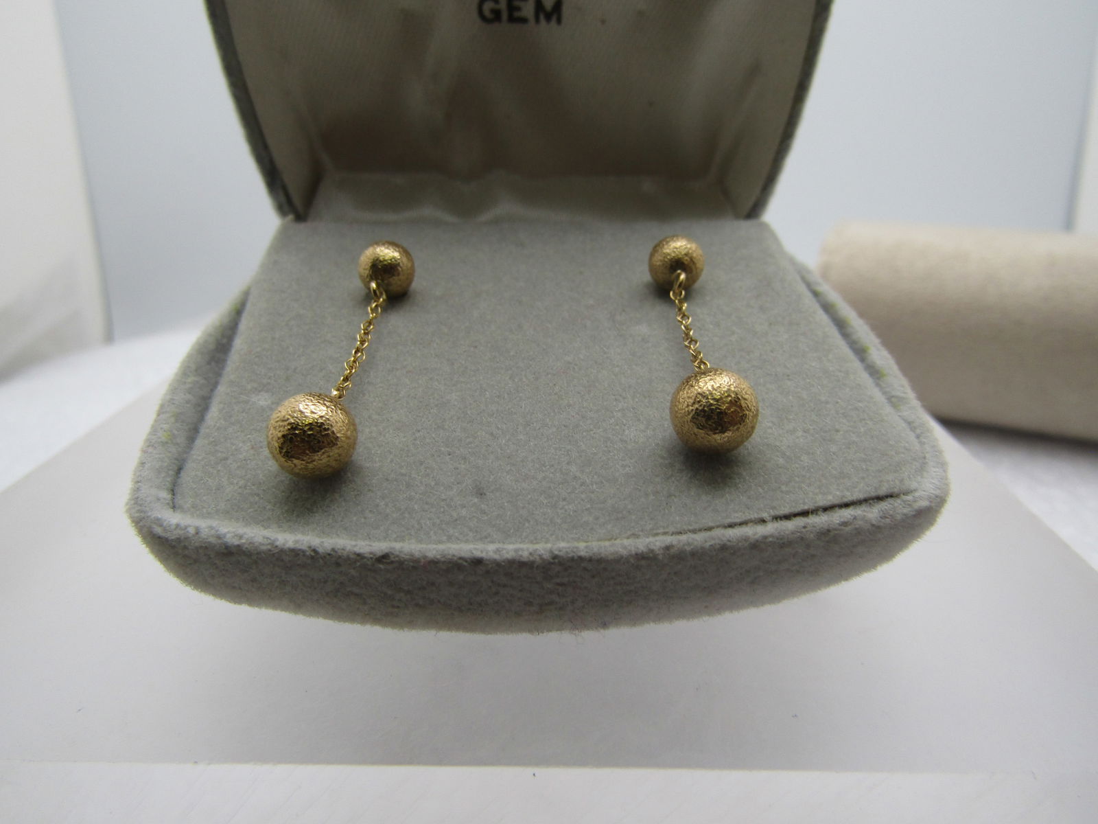 Vintage 14kt Ball Stud & Drop Bead Earrings, Pierced. 1970's-1980's (1 of 5)