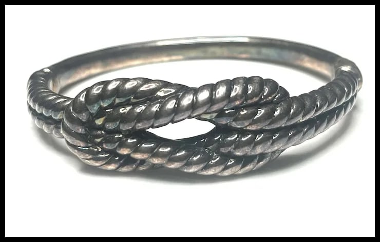 Estate Hallmarked Sterling Silver Knot Bracelet/ Cuff - 2