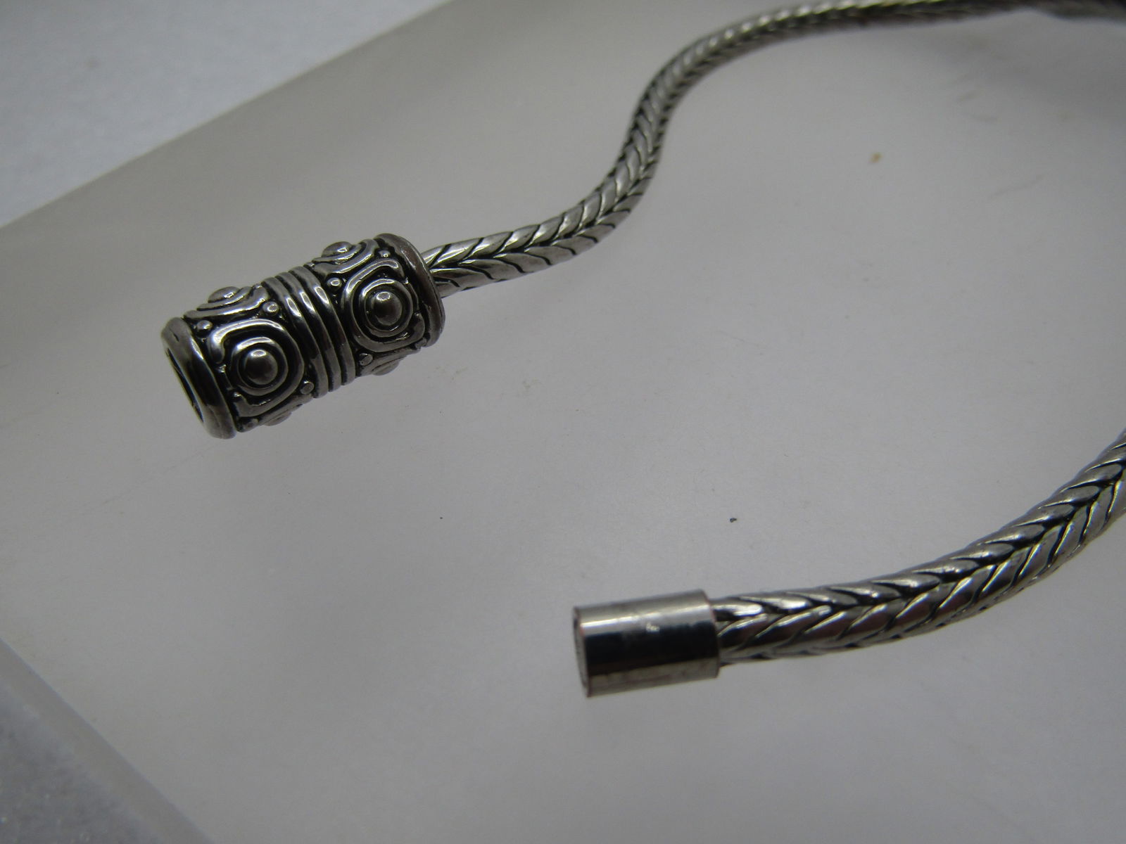 Black Faceted Drop Necklace, 18" Foxtail Link, 1980's-1990's - 7