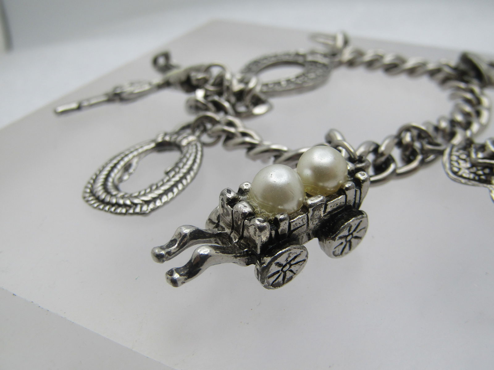 Vintage Cowboy/Country Western Charm Bracelet, 7", 1960's - 4