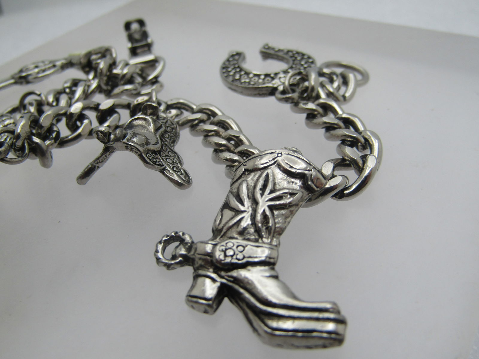 Vintage Cowboy/Country Western Charm Bracelet, 7", 1960's - 5