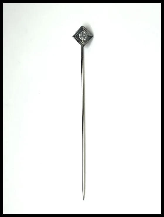 Art Deco 14k White Gold Diamond Stickpin - 2