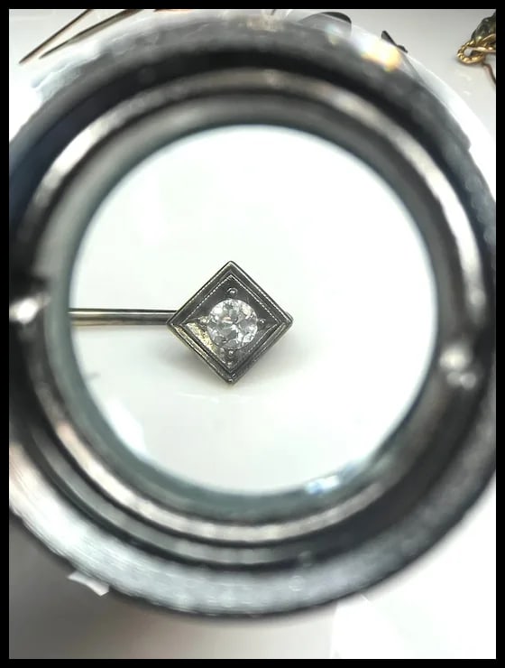 Art Deco 14k White Gold Diamond Stickpin - 4