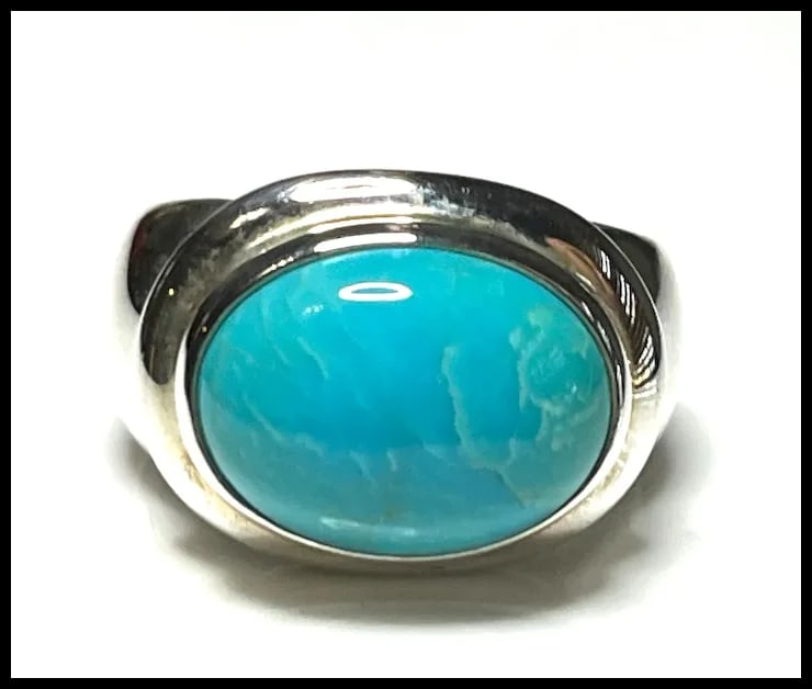 Estate ESPO Sterling Silver & Turquoise Statement Ring - 3