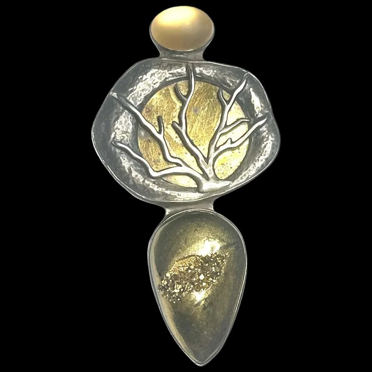 Estate Amy Kahn Russell Echo of the Dreamer 22k Gold in Crystal over Drasy and Sterling Silver (1 of 6)