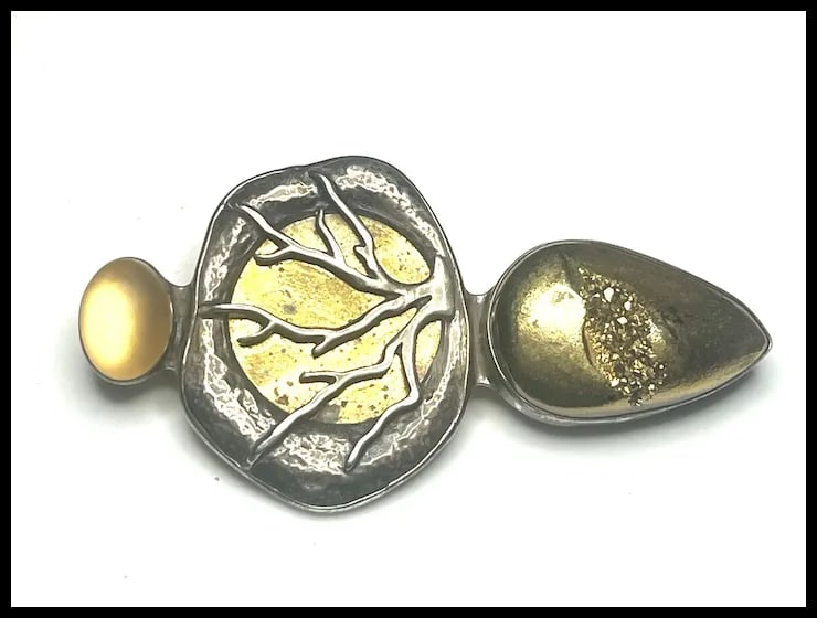 Estate Amy Kahn Russell Echo of the Dreamer 22k Gold in Crystal over Drasy and Sterling Silver - 3