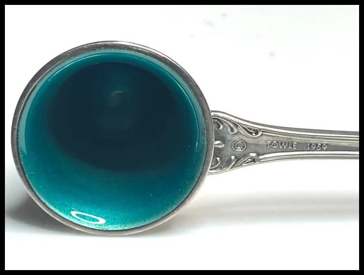 Vintage Sterling Silver Towle 1959 Green Enamel Debussy Candle Snuffer #516 - 4