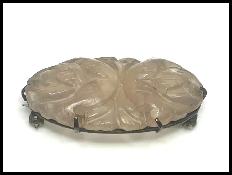 Vintage Chinese Carved Quartz and Sterling Silver Pin/Brooch - 5