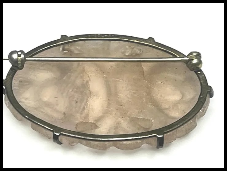 Vintage Chinese Carved Quartz and Sterling Silver Pin/Brooch - 7