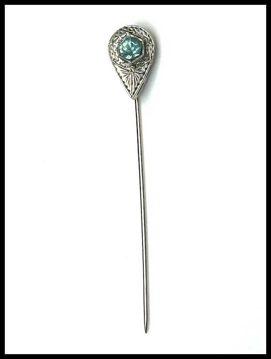 Vintage 14k White Gold Filigree Stickpin - 2