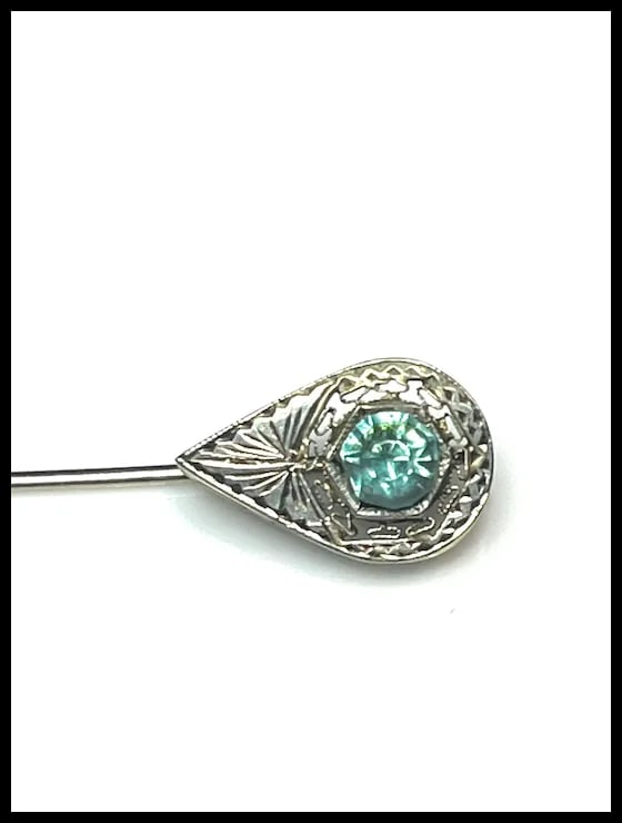 Vintage 14k White Gold Filigree Stickpin - 4