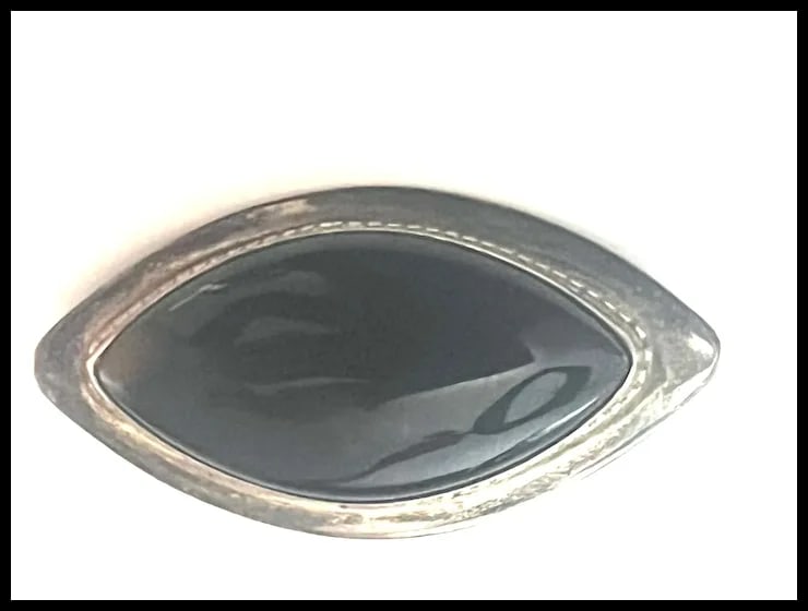 Vintage Signed CSD Sterling Silver and Black Onyx Brooch/ Pin - 2