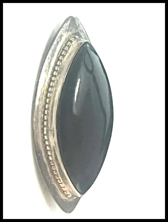 Vintage Signed CSD Sterling Silver and Black Onyx Brooch/ Pin - 4