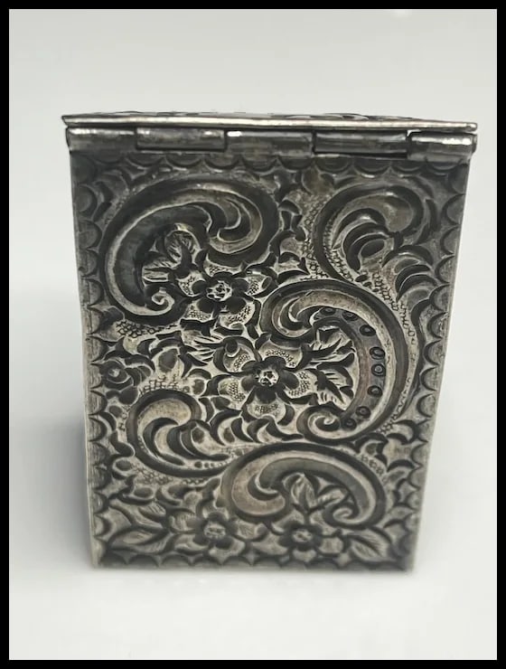 Vintage Ornate Matchstick Box Holder Engraved with the Letter "A" - 4