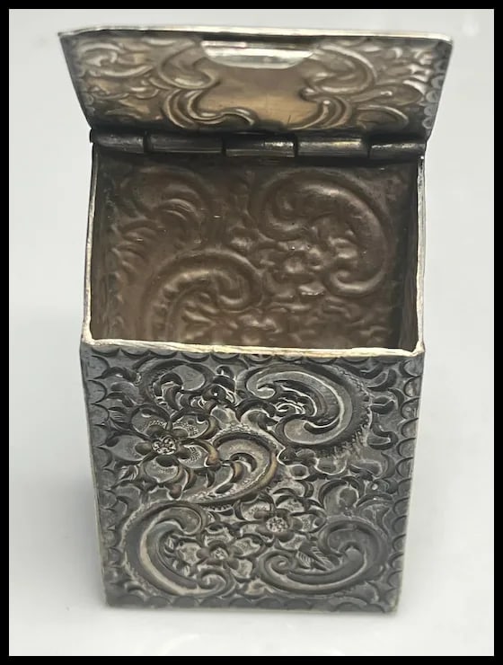 Vintage Ornate Matchstick Box Holder Engraved with the Letter "A" - 5