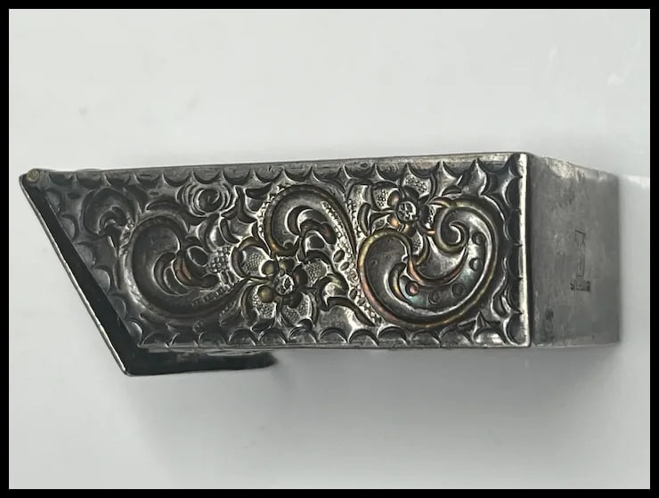 Vintage Ornate Matchstick Box Holder Engraved with the Letter "A" - 6