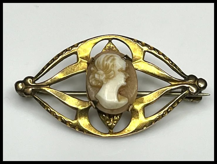 Vintage AMCO 10k GF Cameo Brooch - 2