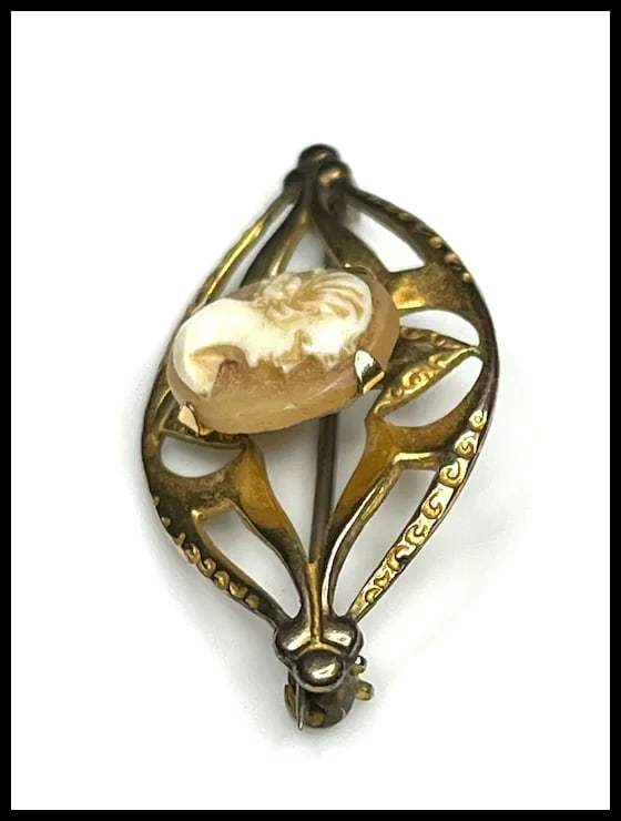 Vintage AMCO 10k GF Cameo Brooch - 4