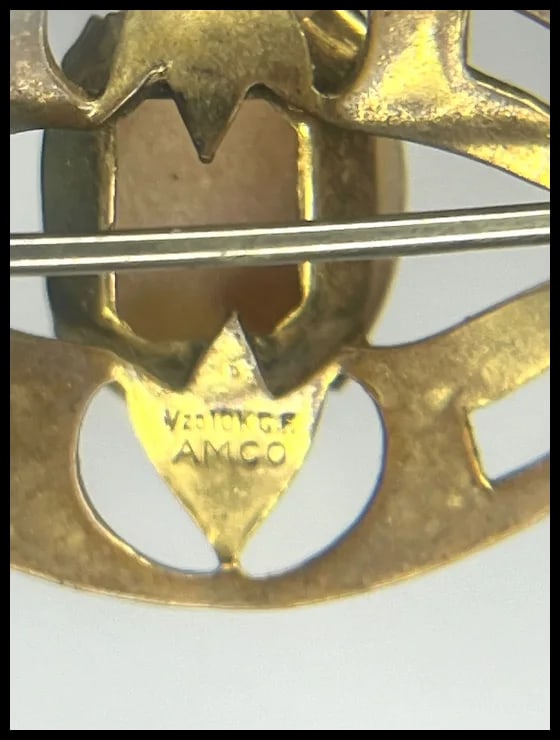 Vintage AMCO 10k GF Cameo Brooch - 7