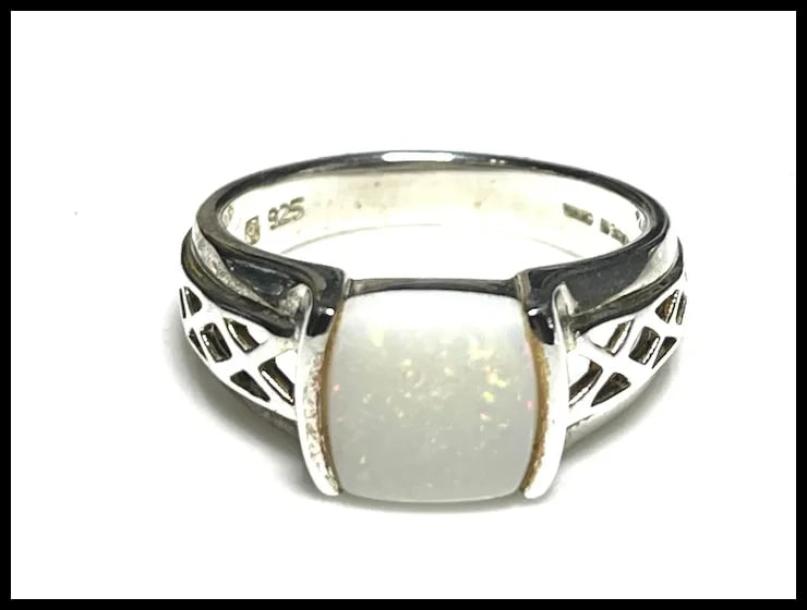 Estate Sterling Silver Opal Ring - 2