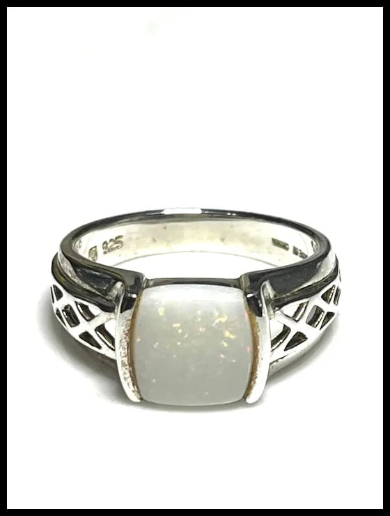 Estate Sterling Silver Opal Ring - 3