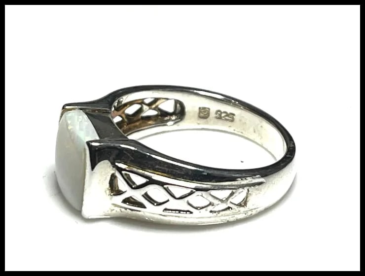 Estate Sterling Silver Opal Ring - 6