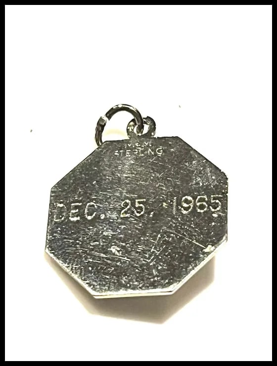 Vintage Merry Christmas Octagon Christmas Tree Disk Charm - 3