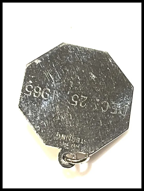 Vintage Merry Christmas Octagon Christmas Tree Disk Charm - 4