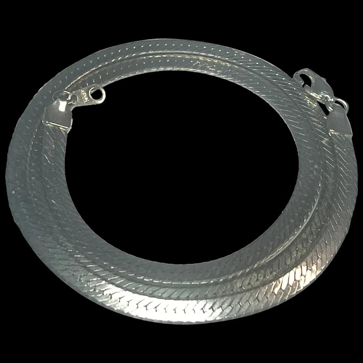 Estate Thick 14KGP Silver Herringbone Necklace (1 of 7)