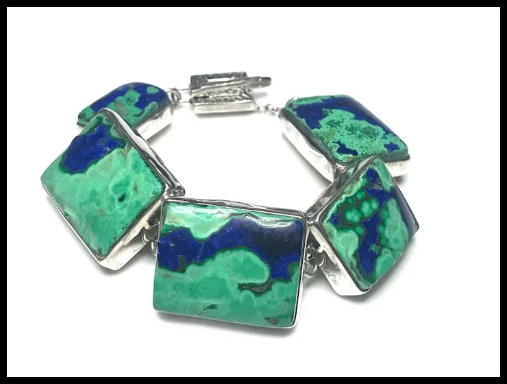 Estate Amy Kahn Russell Stone and Sterling Silver Heavy Bracelet - 2