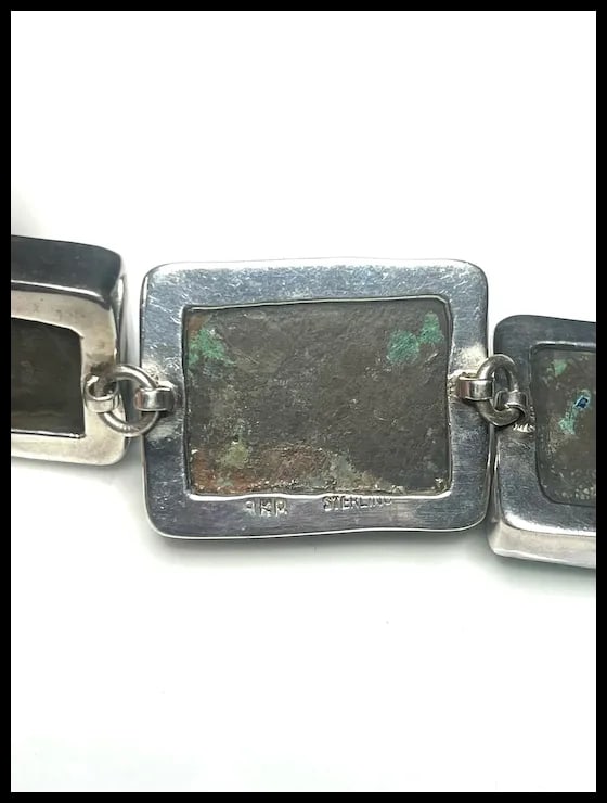 Estate Amy Kahn Russell Stone and Sterling Silver Heavy Bracelet - 7