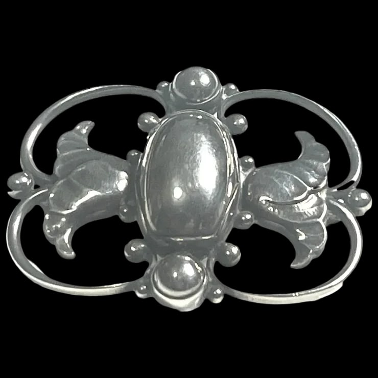 Georg Jensen Art Nouveau Sterling Silver Floral Brooch #236B: Title: Georg Jensen Art Nouveau Sterling Silver Floral Brooch #236B Description: Georg Jensen Art Nouveau Sterling Silver Floral Brooch #236BHallmarked: George Jensen Sterling Denmark 236 BWeighs 10.3