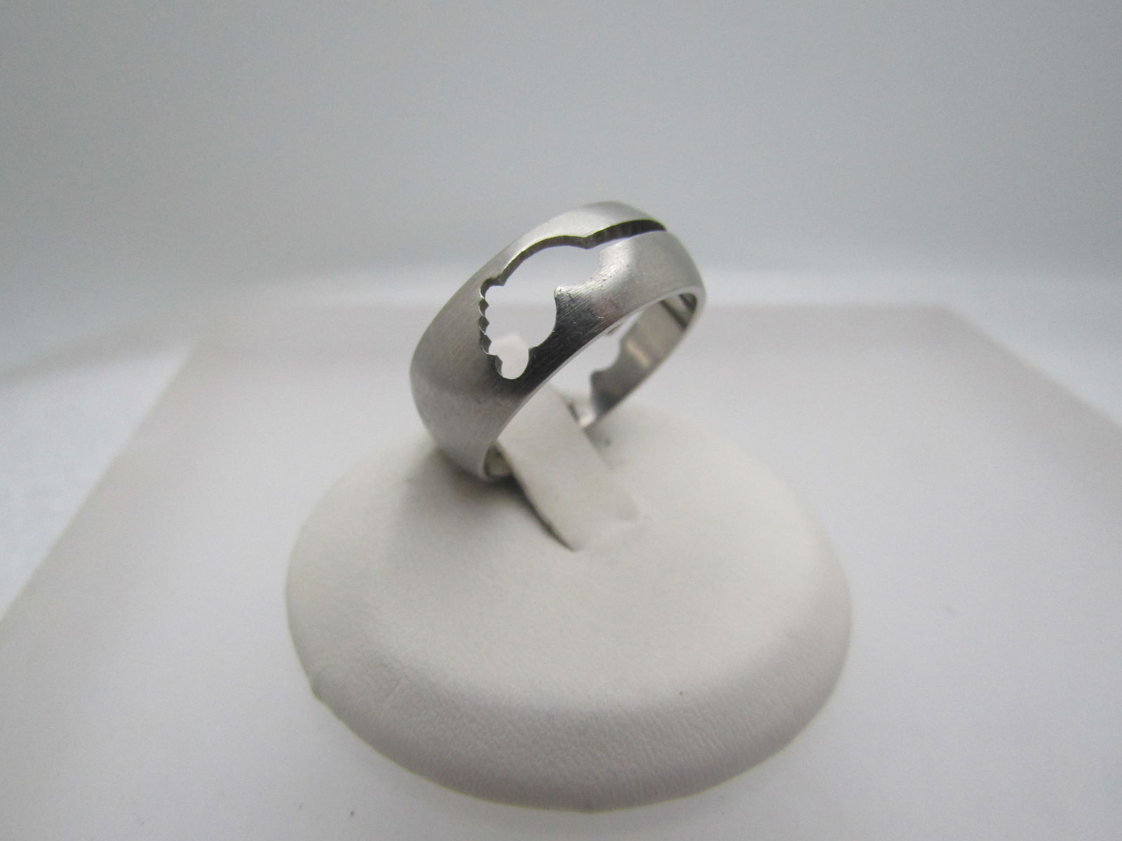 Stainless Steel Footprints Ring, Sz. 8, Unisex, 1990's-2000's (1 of 7)