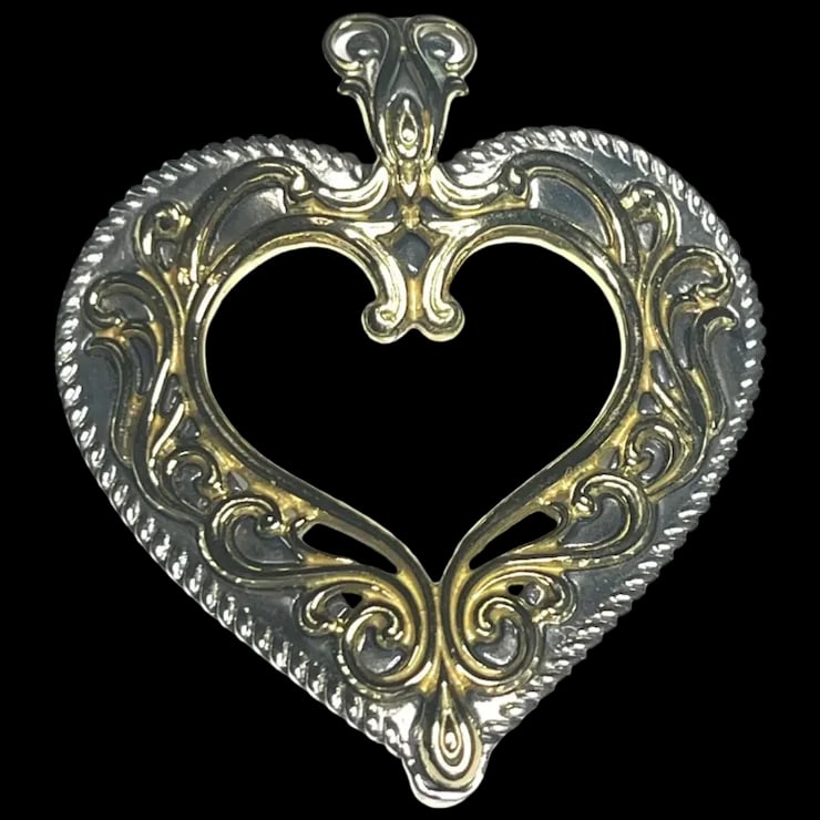 Carolyn Pollack Sterling Silver & Brass Filigree Heart Pendant Enhancer (1 of 8)