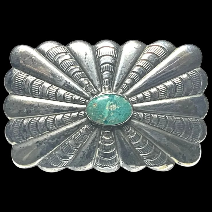 Estate Bell Native American Sterling Silver Concho Brooch (1 of 5)
