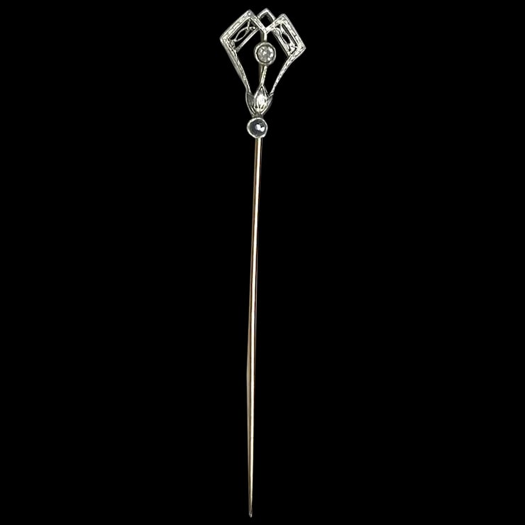 Victorian 14k Gold and Diamond Filigree Stickpin (1 of 8)