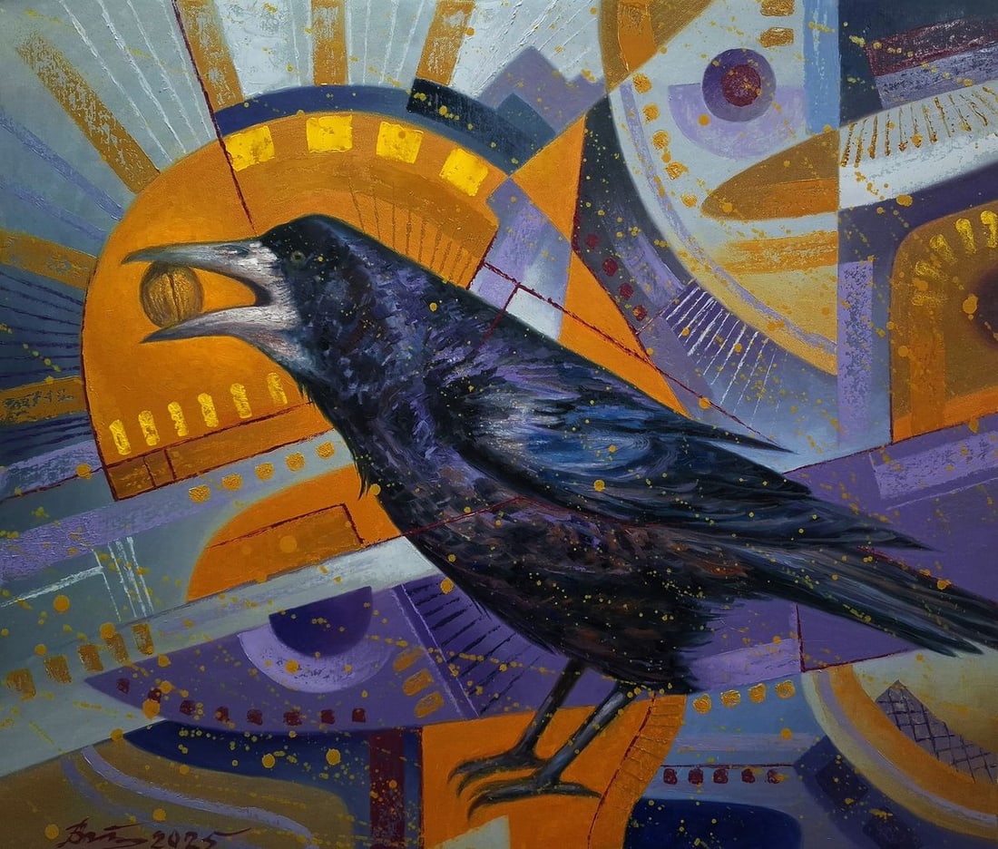 Oil painting A proud bird finds a nut Sergey Voichenko: Title: Oil painting A proud bird finds a nut Sergey Voichenko Description: Voich 149 *** ABOUT THIS PAINTING *** * TITLE: "A proud bird finds a nut" * ARTISTS: Sergey Voichenko * SIZE: 60x70