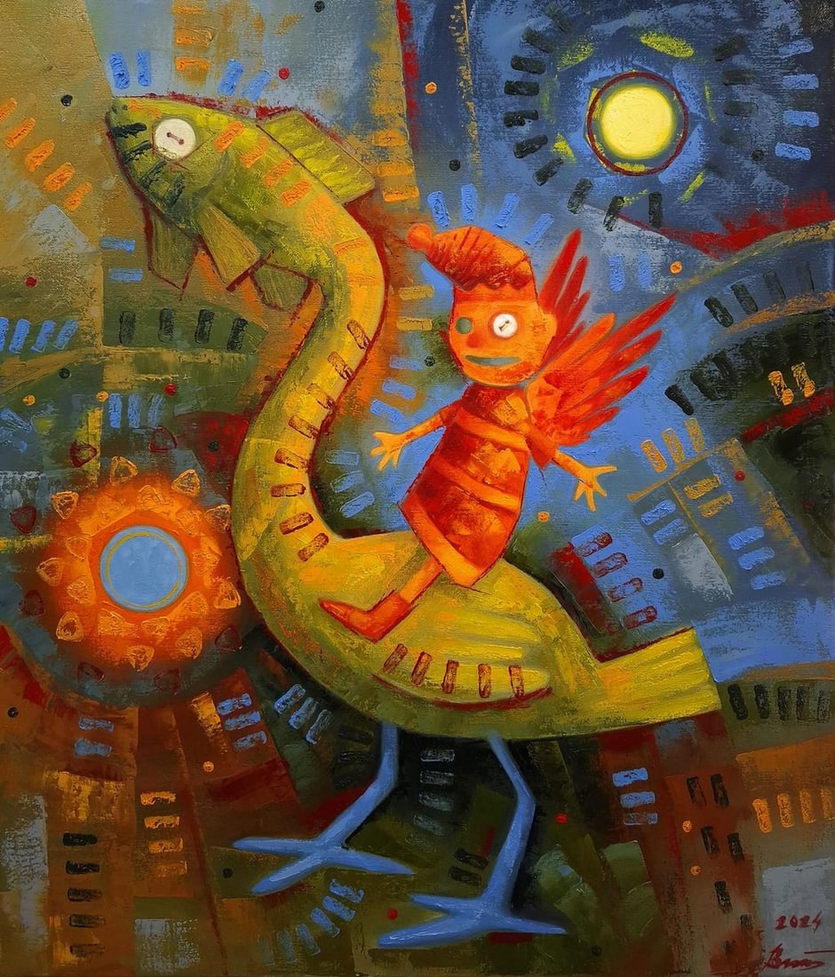 Oil painting King Button goes for a walk Sergey Voichenko: Title: Oil painting King Button goes for a walk Sergey Voichenko Description: Voich 154 *** ABOUT THIS PAINTING *** * TITLE: "King Button goes for a walk" * ARTISTS: Sergey Voichenko * SIZE: 70x60