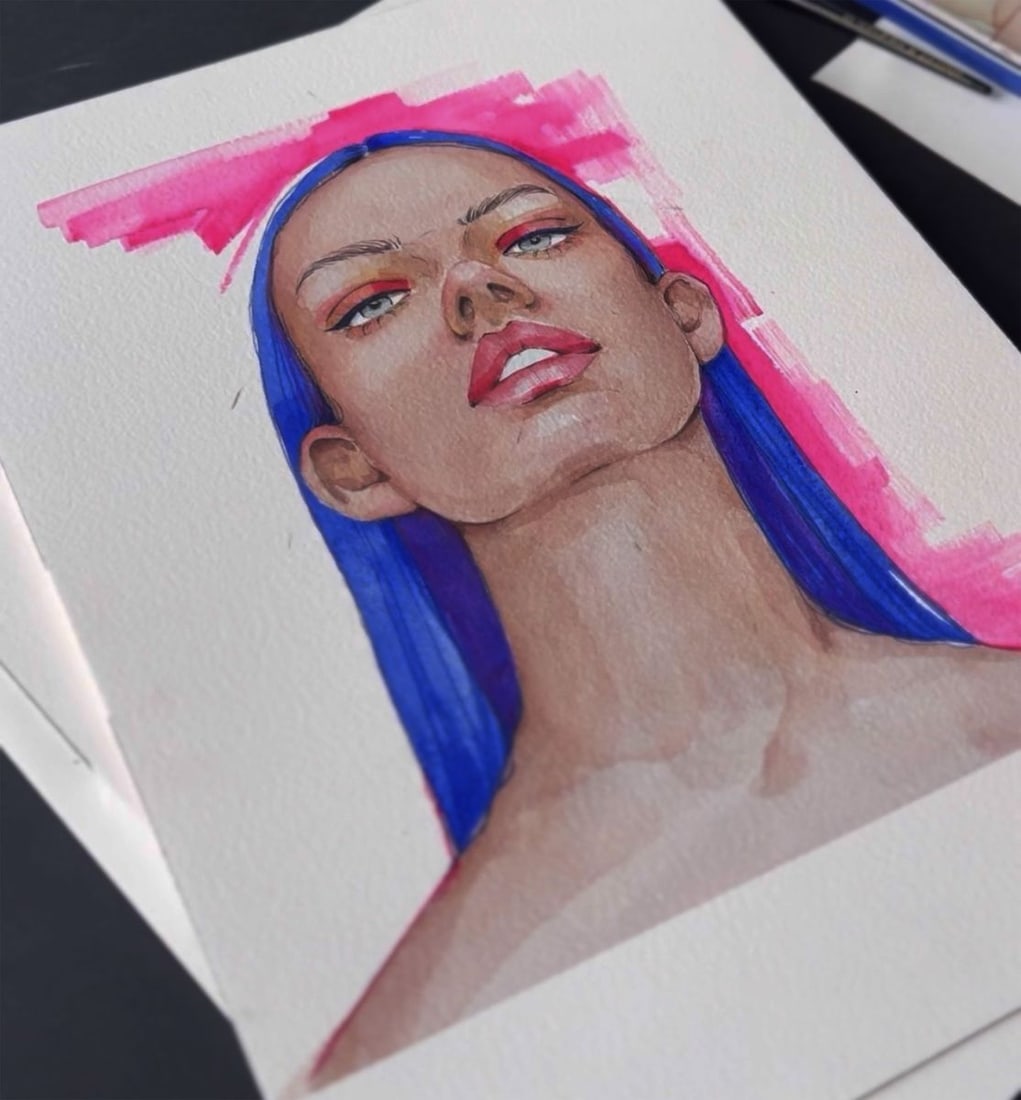 Watercolor painting Indigo Victoria Kagalovska: Title: Watercolor painting Indigo Victoria Kagalovska Description: Kagal 26 *** ABOUT THIS PAINTING *** * TITLE: "Indigo" * ARTISTS: Victoria Kagalovska * SIZE: 30x40 cm/'11.81x15.74 inches' * MEDIUM: