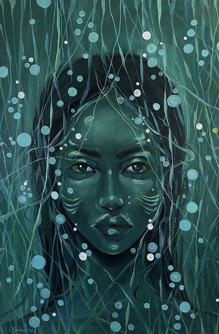 Oil painting Underwater Victoria Kagalovska: Title: Oil painting Underwater Victoria Kagalovska Description: Kagal 5 Peace that comes only when hold your breath and dive underwater. *** ABOUT THIS PAINTING *** * TITLE: "Underwater" * ARTISTS: