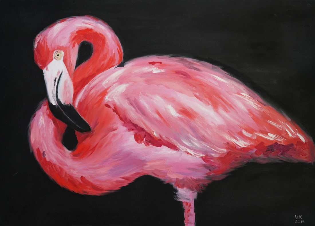 Oil painting Pink flamingo Victoria Kagalovska: Title: Oil painting Pink flamingo Victoria Kagalovska Description: Kagal 17 *** ABOUT THIS PAINTING *** * TITLE: "Pink flamingo" * ARTISTS: Victoria Kagalovska * SIZE: 50x70 cm/'19.68x27.55 inches' *