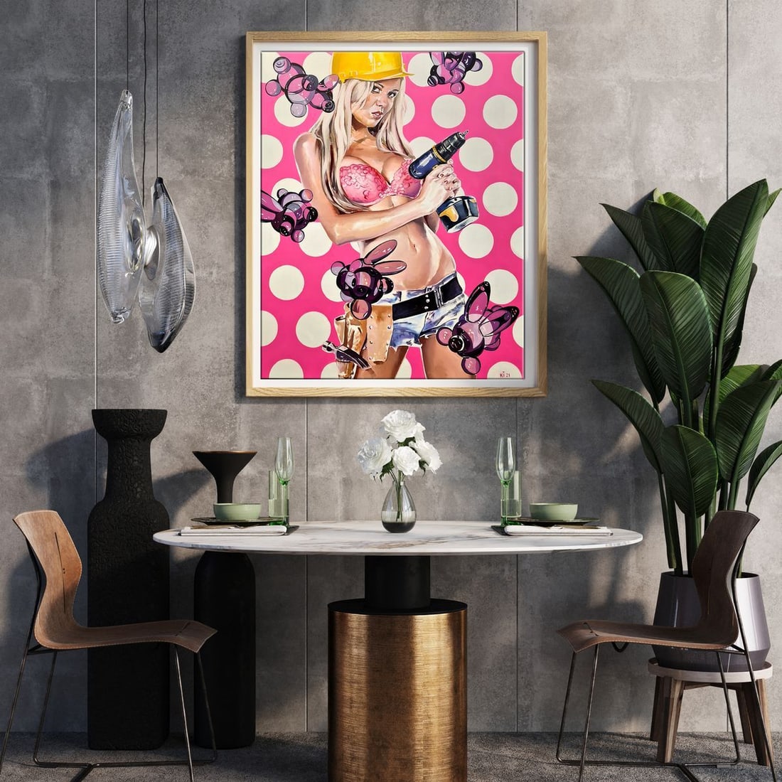 Oil painting Girl with a drill Igor Konovalov - 2