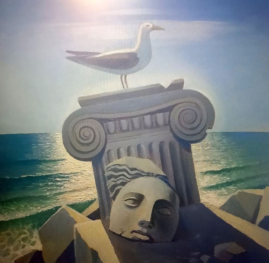 Oil painting Ruins of civilization Alexander Strashevich: Title: Oil painting Ruins of civilization Alexander Strashevich Description: 58STRASH Painter: Alexander Strashevich Size: 50x50 cm/19.68x19.68 inches Components: oil, cardboardOriginal painting CONDI