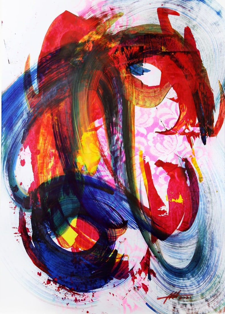 Acrylic painting Emotional flow Anatoliy Menkiv: Title: Acrylic painting Emotional flow Anatoliy Menkiv Description: 13MENK Painter: Anatoliy Menkiv Size: 60x84 cm/23.62x33.07 inches Components: acrylic, paperOriginal painting - series Dialogue that