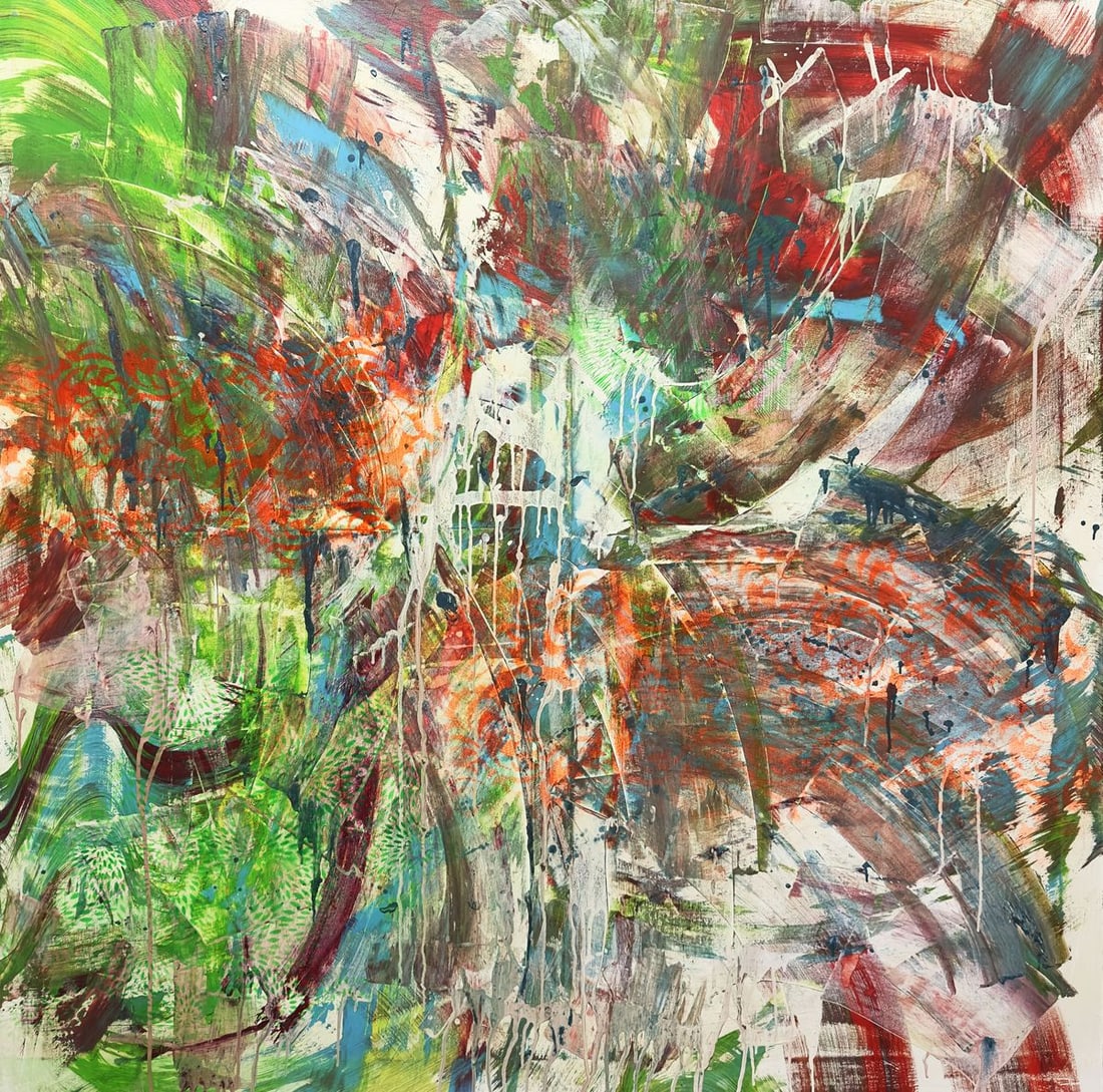 Acrylic painting Fast paced life Anatoliy Menkiv: Title: Acrylic painting Fast paced life Anatoliy Menkiv Description: 59MENK Painter: Anatoliy Menkiv Size: 130x130 cm/51.18x51.18 inches Components: acrylic, canvasOriginal painting - series Dialogue