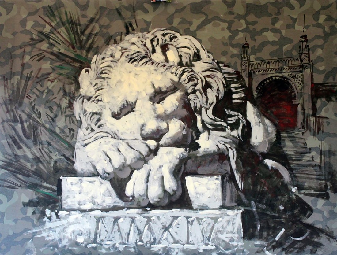 Oil painting Sleep Ed Potapenkov: Title: Oil painting Sleep Ed Potapenkov Description: 38POTAP Painter: Ed Potapenkov Size: 70x90 cm/27.55x35.43 inches Components: oil, camouflageOriginal painting CONDITION: excellent ARTIST: Ed Potap