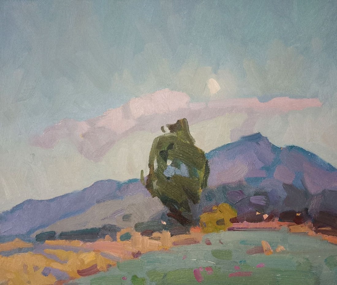 Oil painting Fresh air in the mountains Igor Tuzhikov: Title: Oil painting Fresh air in the mountains Igor Tuzhikov Description: 11TUZHIK Painter: Igor Tuzhikov Size: 25x30 cm/9.84x11.81 inches Components: oil, cardboardOriginal painting CONDITION: excell